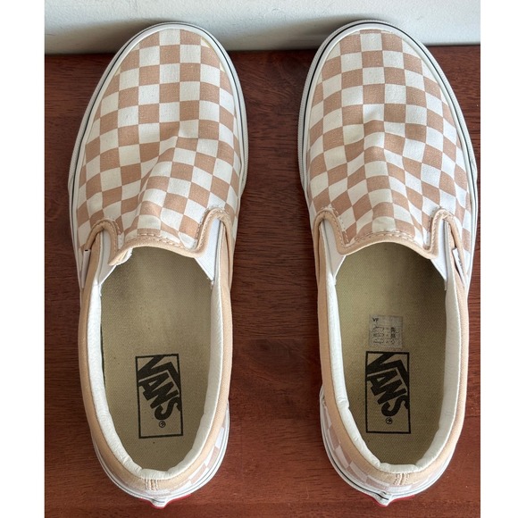 Vans Other - Vans Slip-On Checkerboard Sneakers in Beige and White